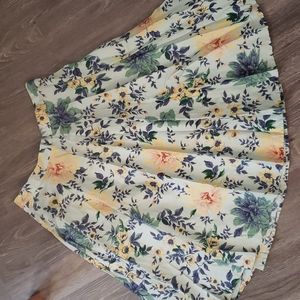 Hell Bunny Vixen Blue and Yellow Floral A-line skirt XL